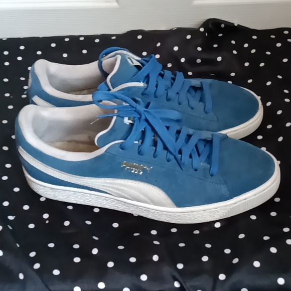 Puma Men's Blue Suede Sneakers Preowned Mens 7 - Picture 2 of 5